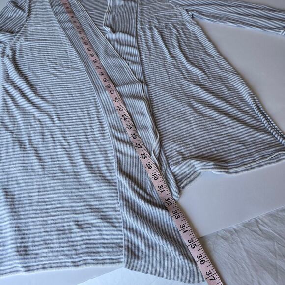 Women’s Linen Blend Striped Open Cardigan Blue White XL Lightweight Lagenlook - Picture 7 of 8